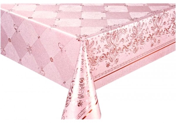 GP-8199JB клеенка металлик на ткани, розовая на серебре 0,35мм*1,37м*20м  
