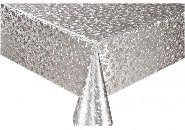 GP-8707FB клеенка металлик на ткани, серебро 0,35мм*1,37м*20м
